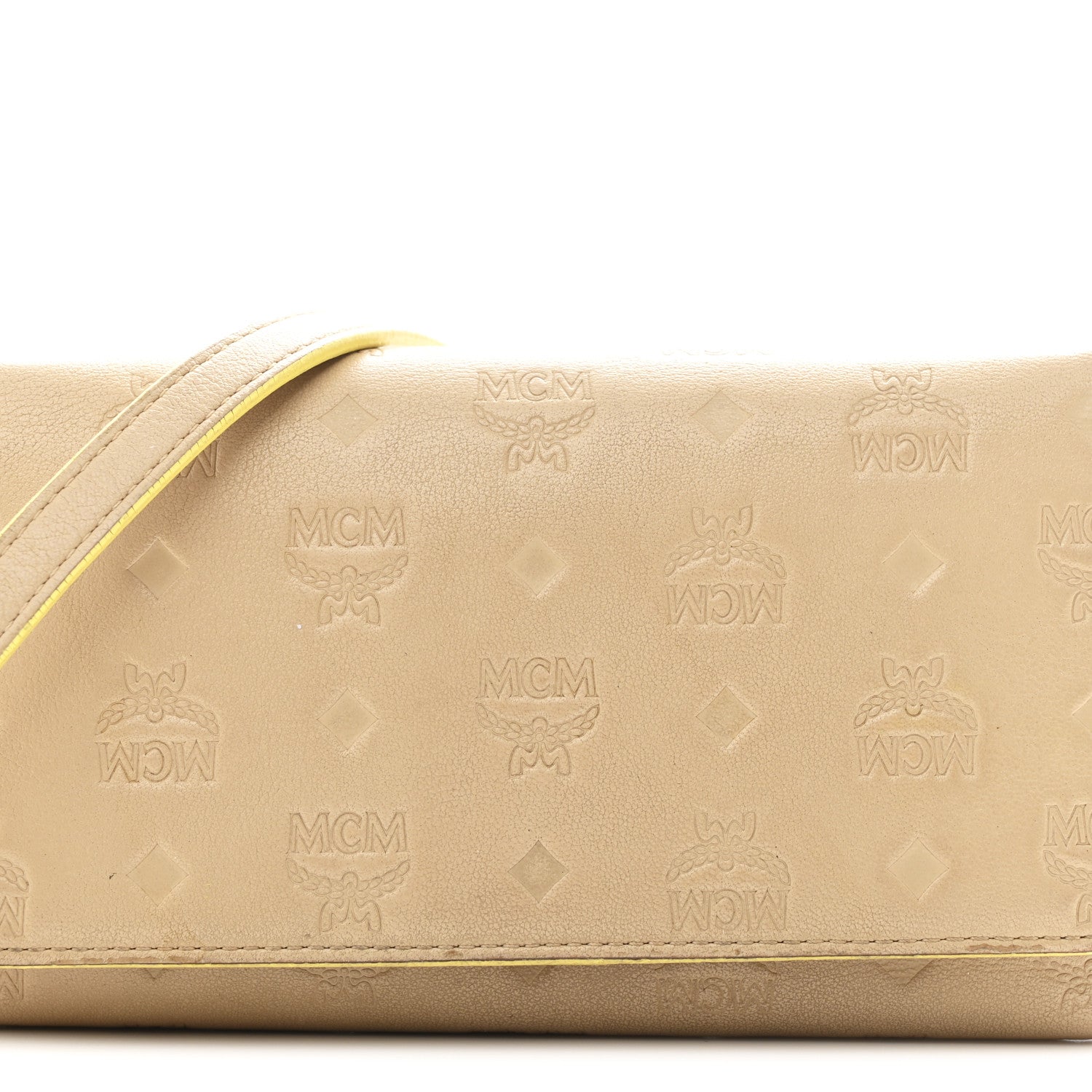 MCM Calfskin Ottomar Klara Tri Fold Phone Wallet On Strap Croissant 8 of 15
