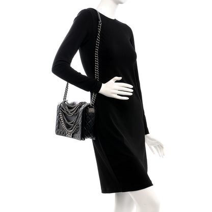 Chanel Calfskin Enchained Medium Boy Flap Black 2 of 7