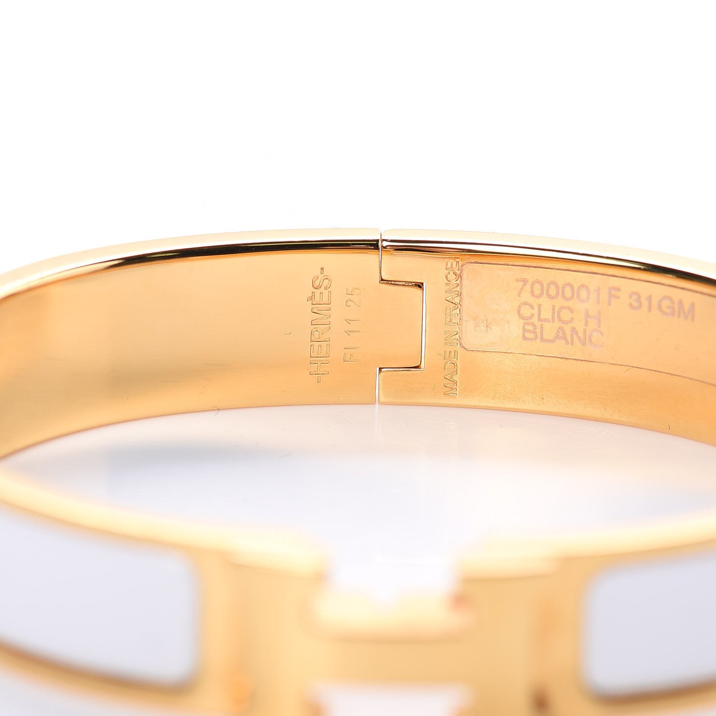 Enamel Narrow Clic Clac H Bracelet GM White