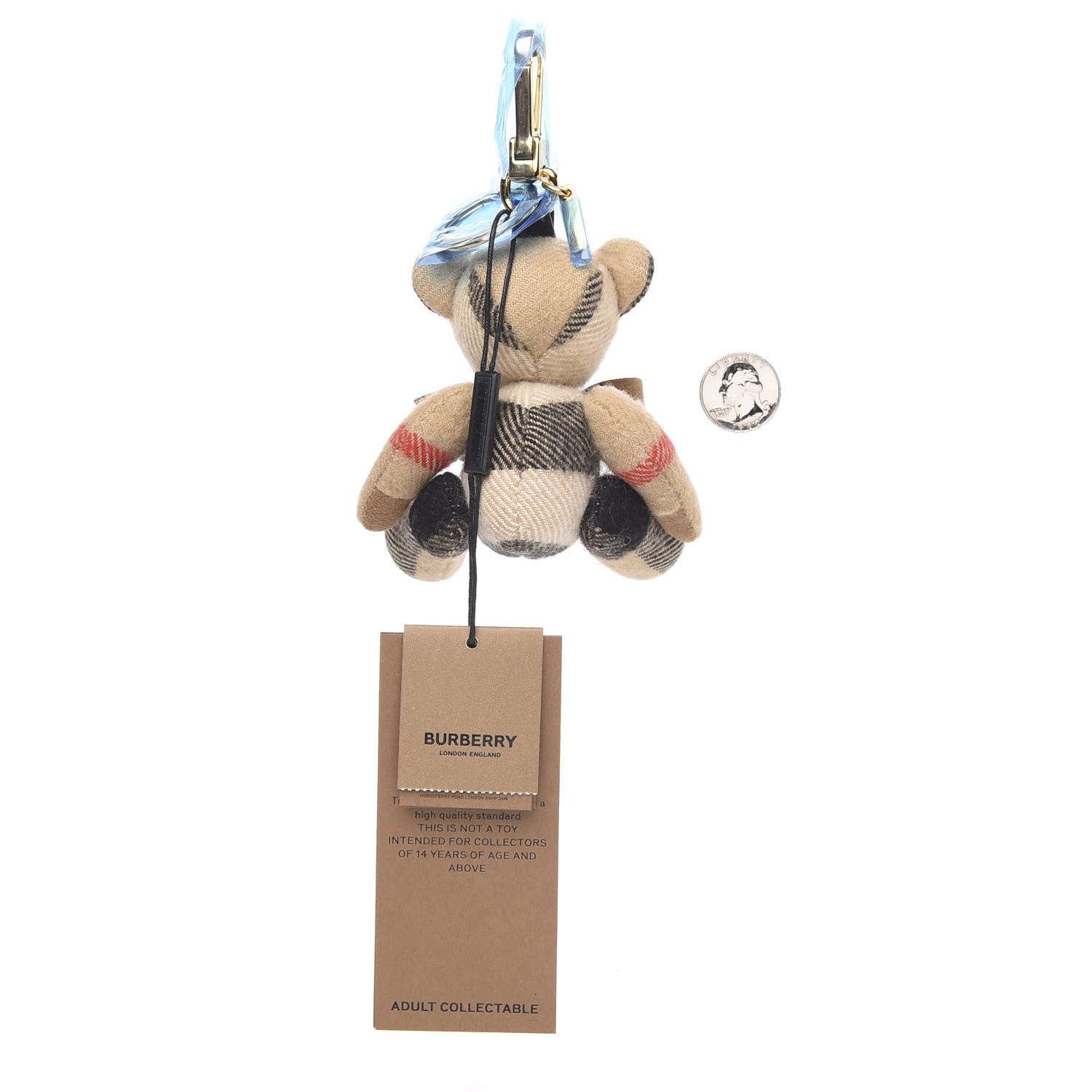 Burberry Cashmere House Check Thomas Bear Bag Charm Camel Gold 2 of 3