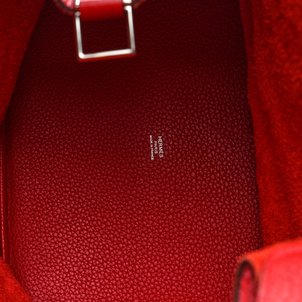 Hermes Taurillon Clemence Picotin Lock 26 GM Rouge Casaque 1976518 ...