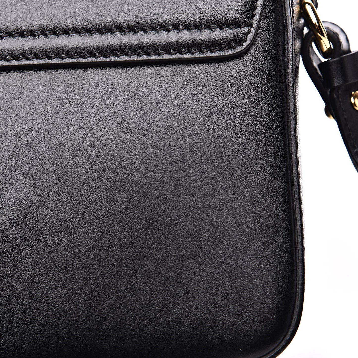 Shiny Calfskin Suede Mini C Double Carry Black