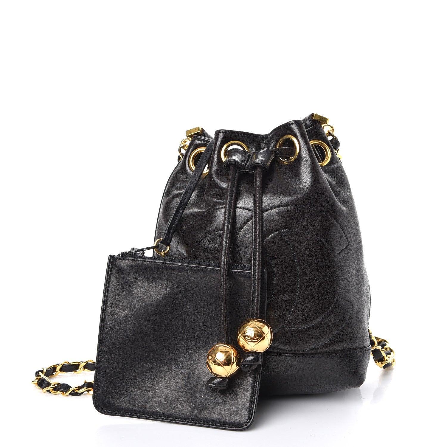 Chanel Lambskin CC Drawstring Bag Black 4 of 13