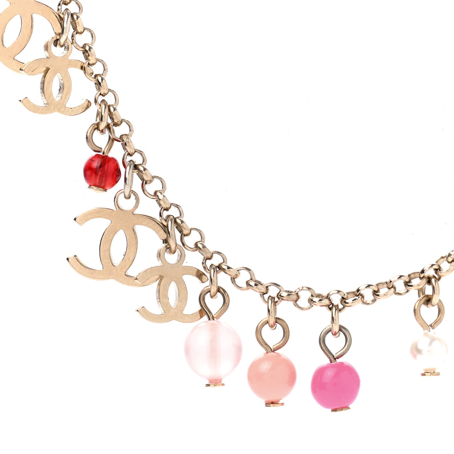 Beaded Resin CC Necklace Gold Pink