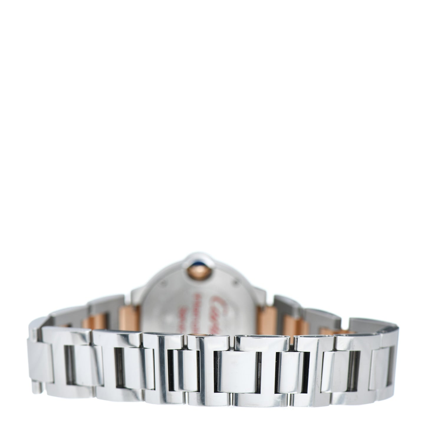 Stainless Steel 18K Pink Gold Pink Mother of Pearl 28mm Ballon Bleu De Cartier Quartz Watch