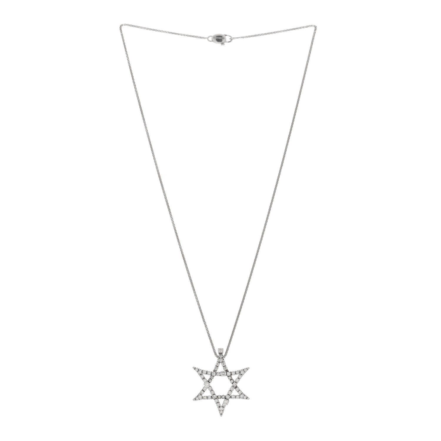 Damiani 18K White Gold Diamond Star of David Pendant Necklace 2 of 4