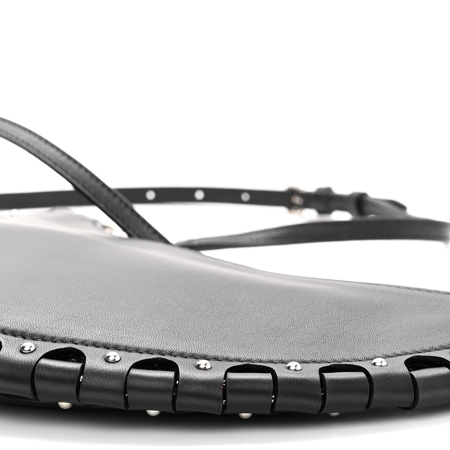 Alaia Calfskin Studded Chain Demi Lune Bag Black 9 of 9