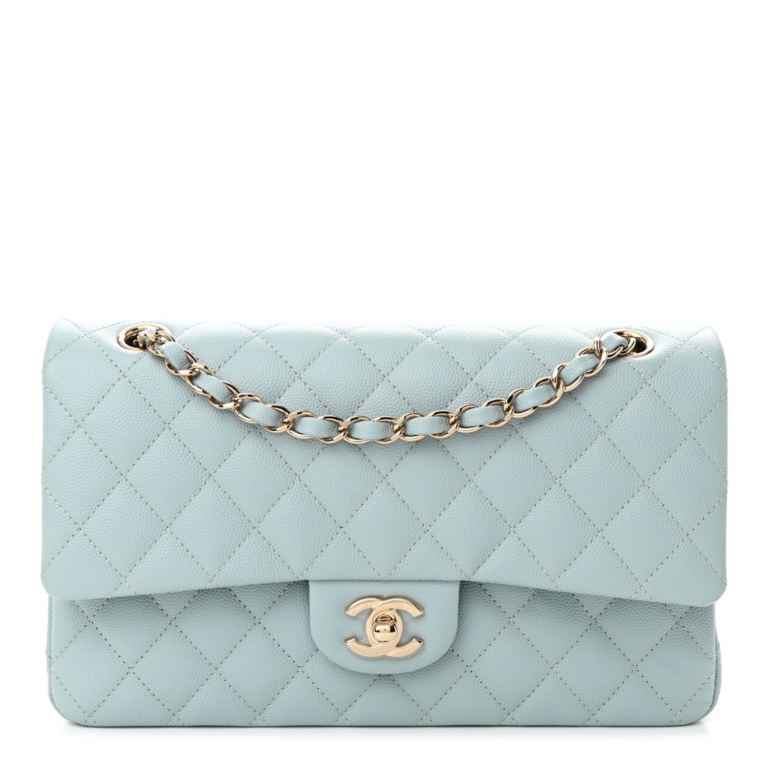 Chanel Caviar Quilted Medium Double Flap Light Blue 1 of 11
