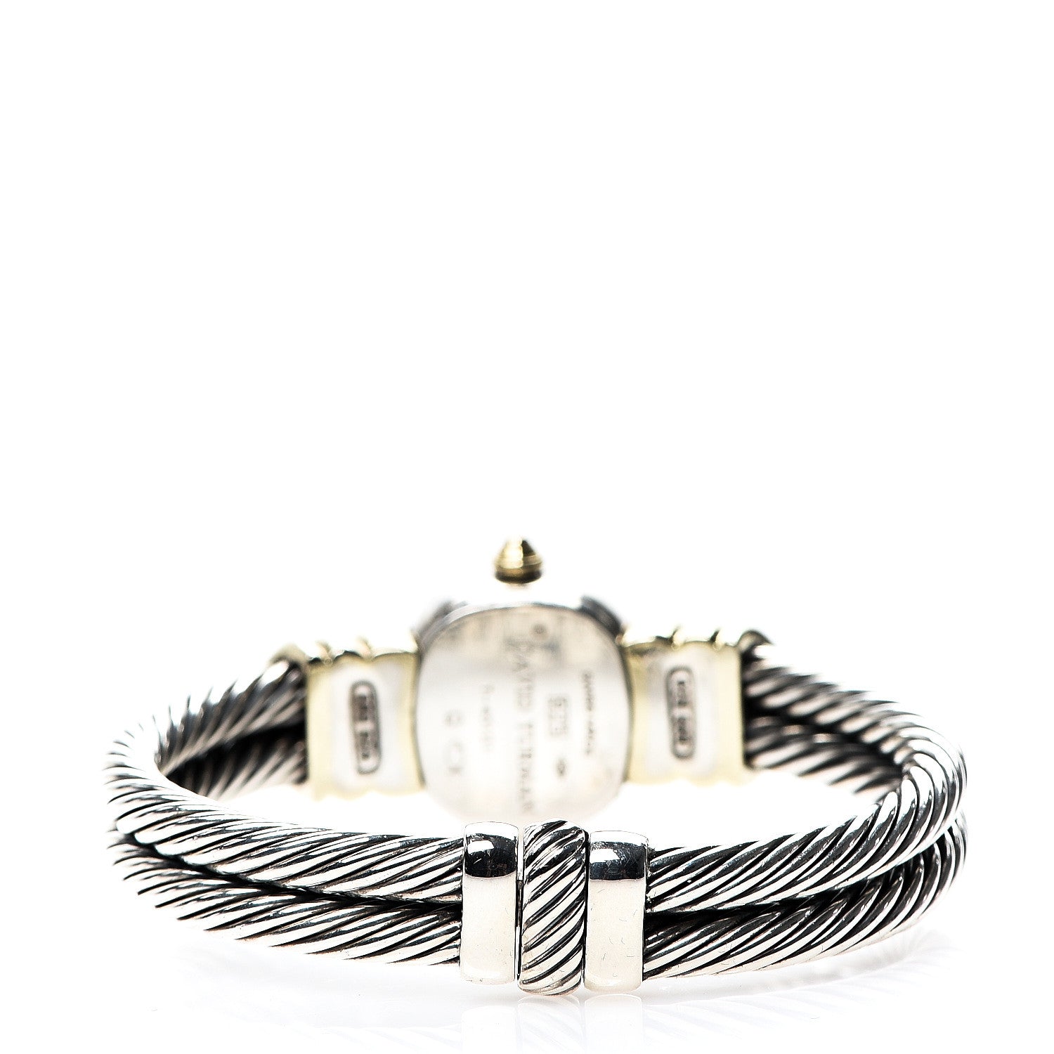 David Yurman Sterling Silver 14K Yellow Gold Mother of Pearl Iolite 21mm Classic Cable Quartz Watch 3 of 6