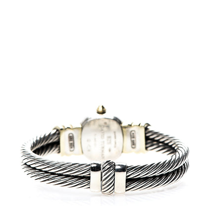David Yurman Sterling Silver 14K Yellow Gold Mother of Pearl Iolite 21mm Classic Cable Quartz Watch 3 of 6