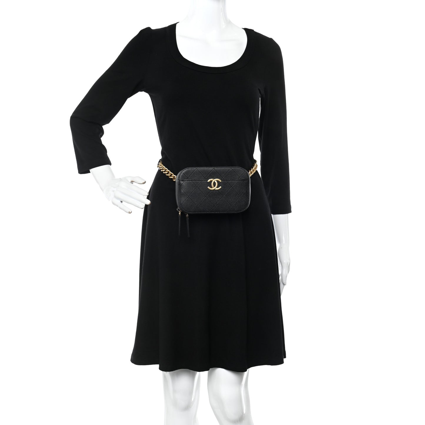 Caviar Quilted Waist Bag Black