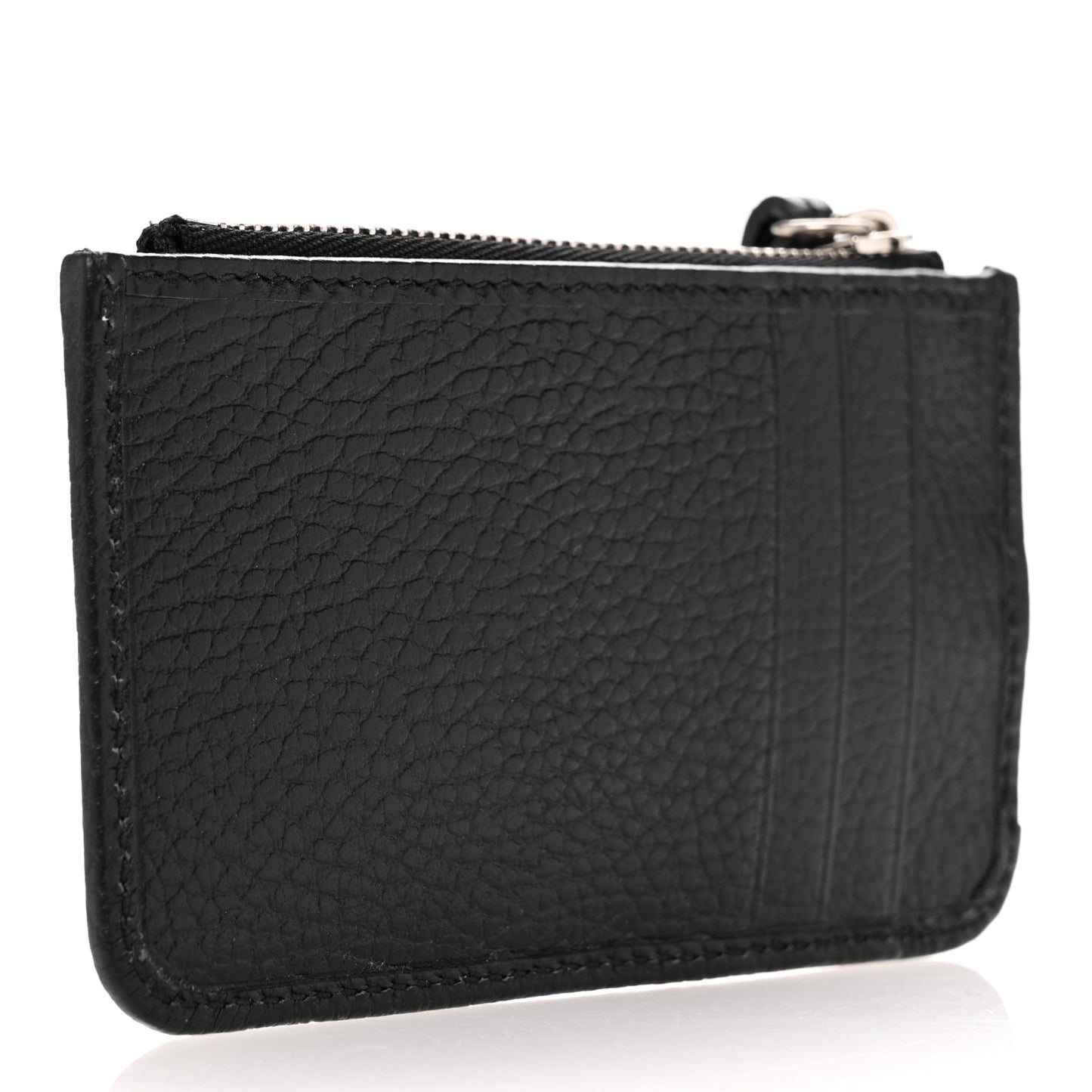 Dollar Calfskin Enamel Monochrome GG Marmont Key Case Card Holder Black