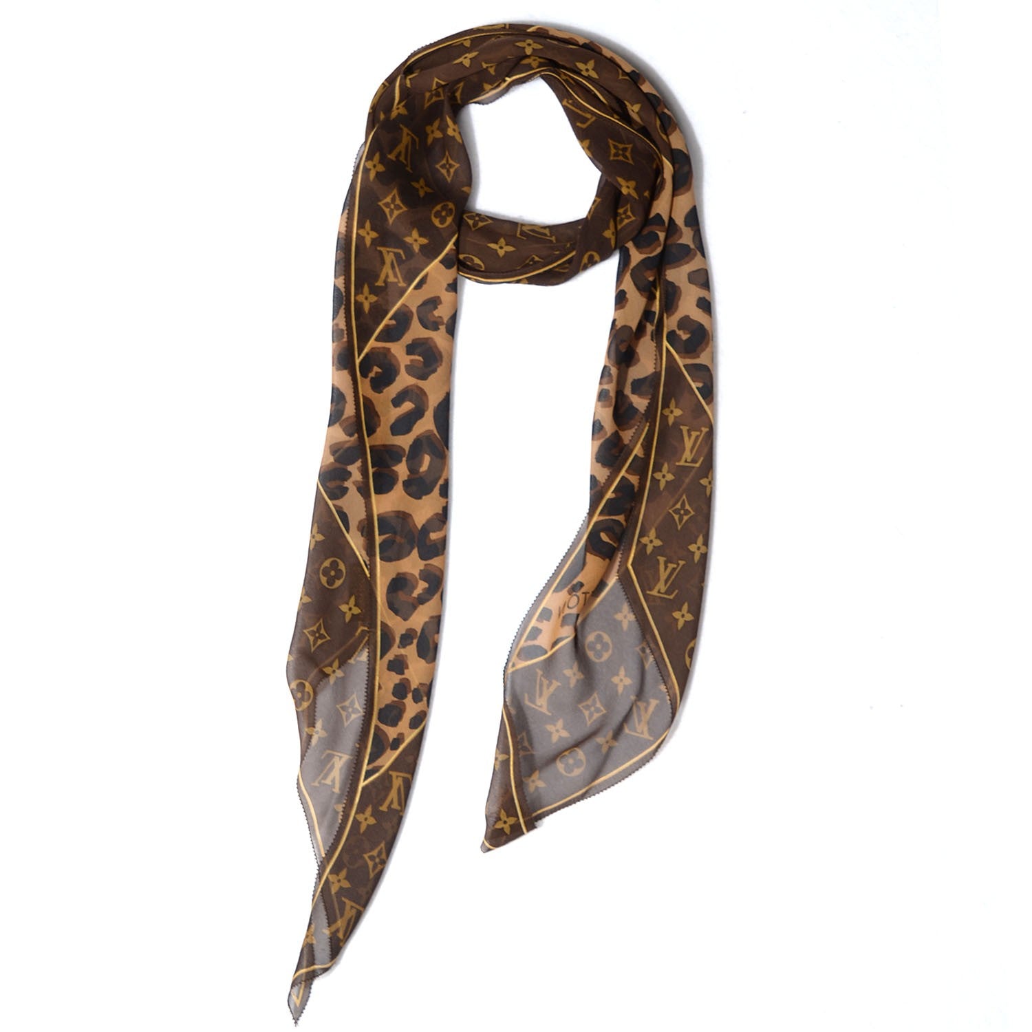 Louis Vuitton Silk Crepe Leopard Monogram Scarf 2 of 8