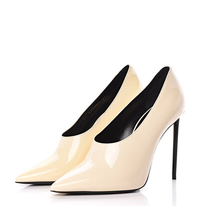Saint Laurent Patent Calfskin Teddy High Vamp 105 Pumps 39 White 3 of 10