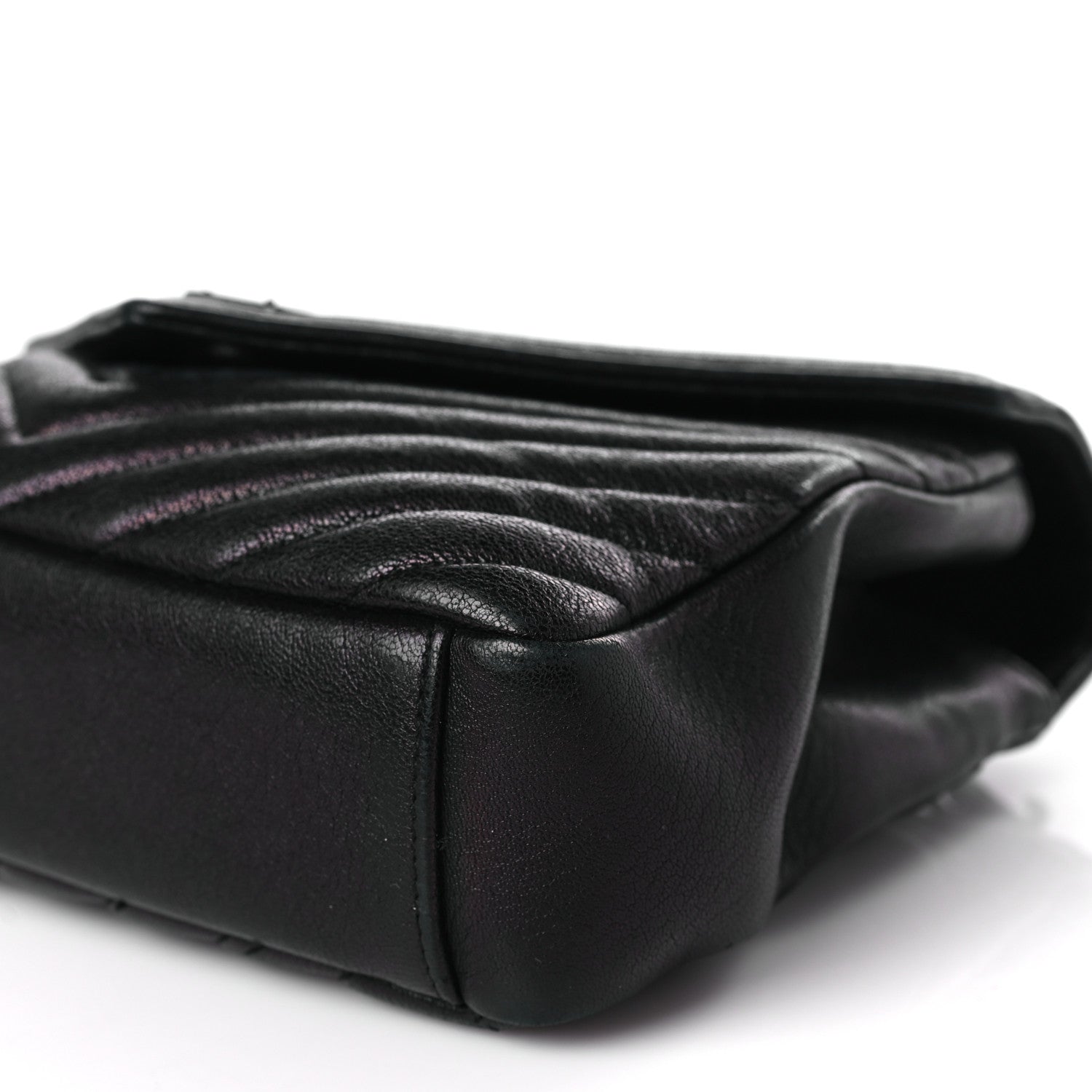 Saint Laurent Sheepskin Matelasse Chevron Monogram Monochrome Medium College Bag Black 9 of 9