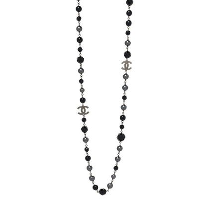 Chanel Ruthenium Pearl Beaded CC Long Necklace Black 2 of 5