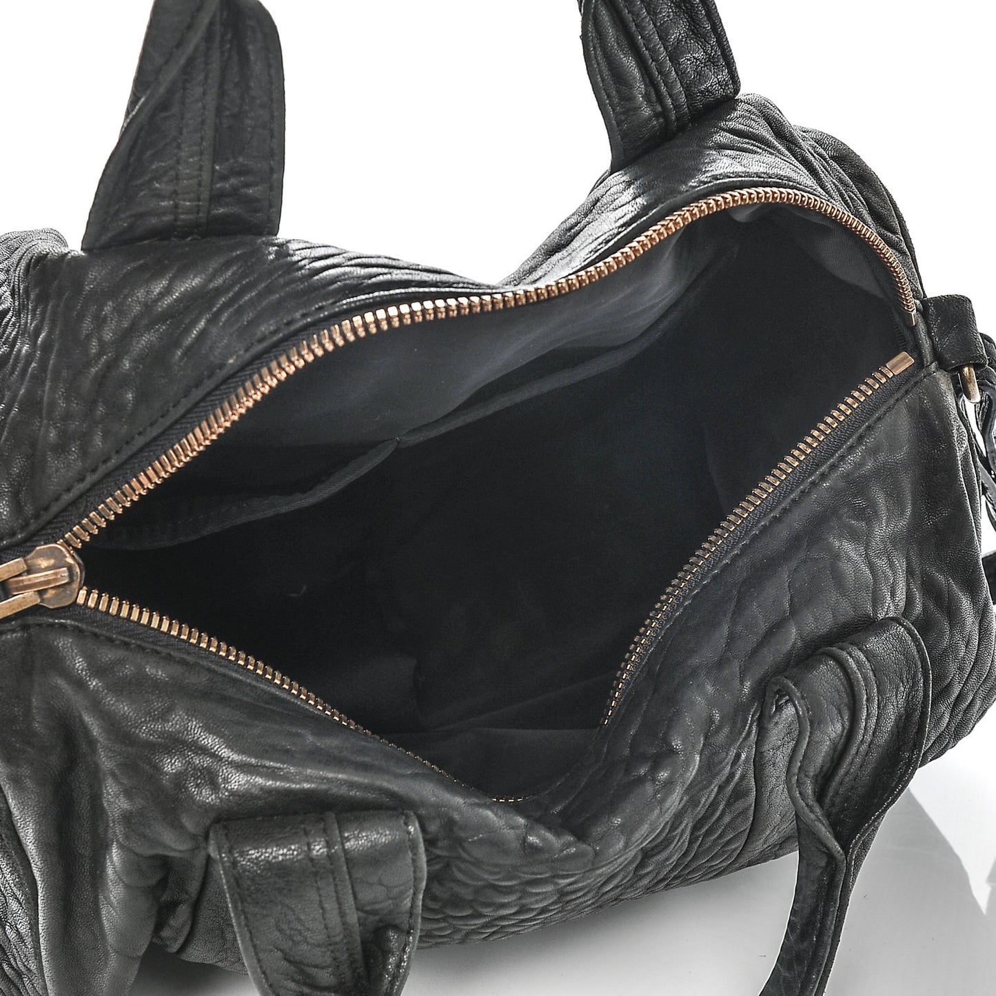 Pebbled Lambskin Rocco Black Antique Brass Hardware
