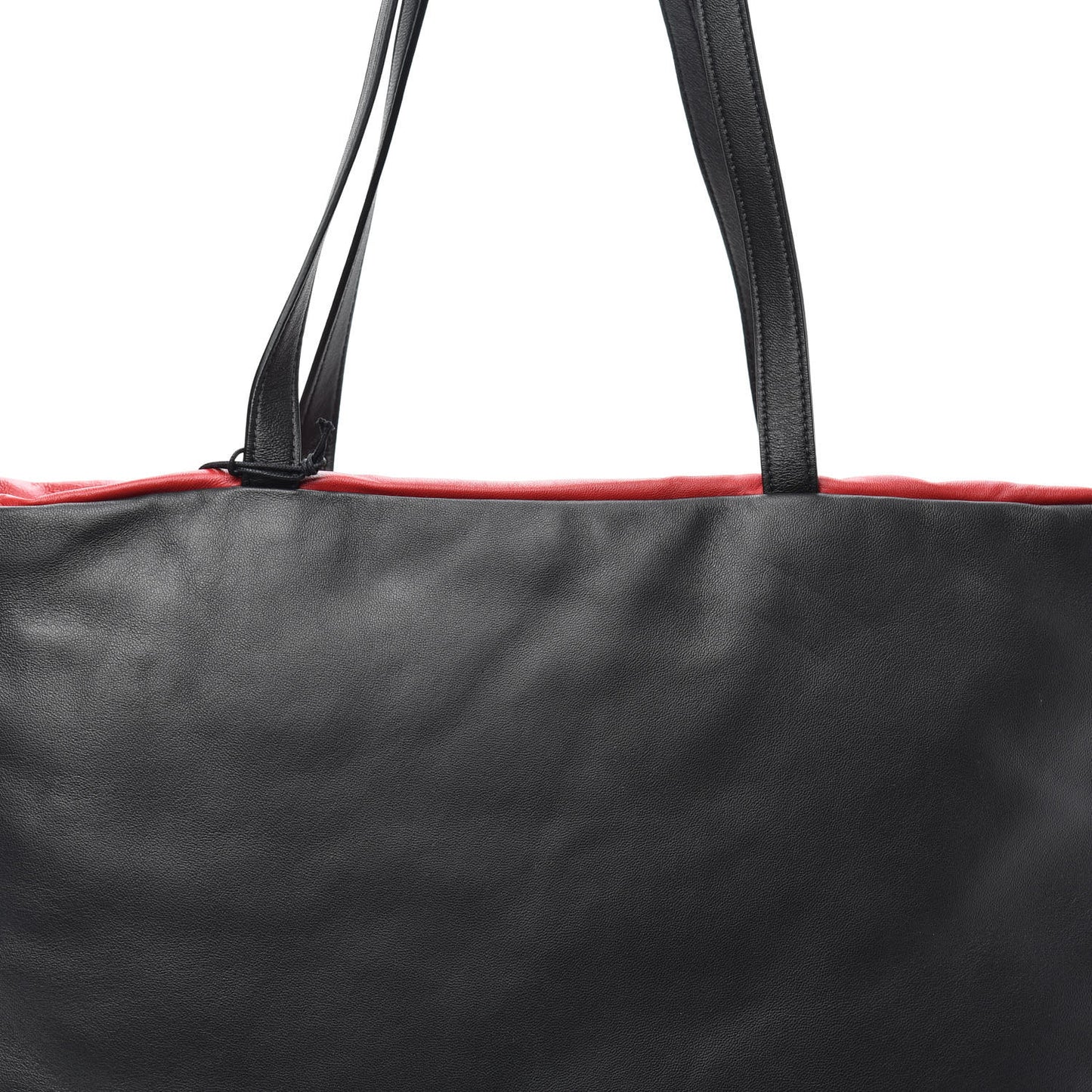 Calfskin Reversible Pillow Tote Black Flamma