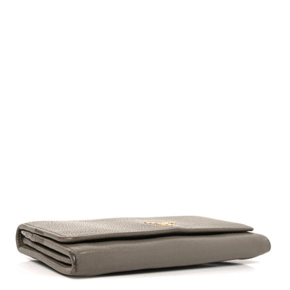 Prada Vitello Daino Metal Continental Flap Wallet Argilla 4 of 8