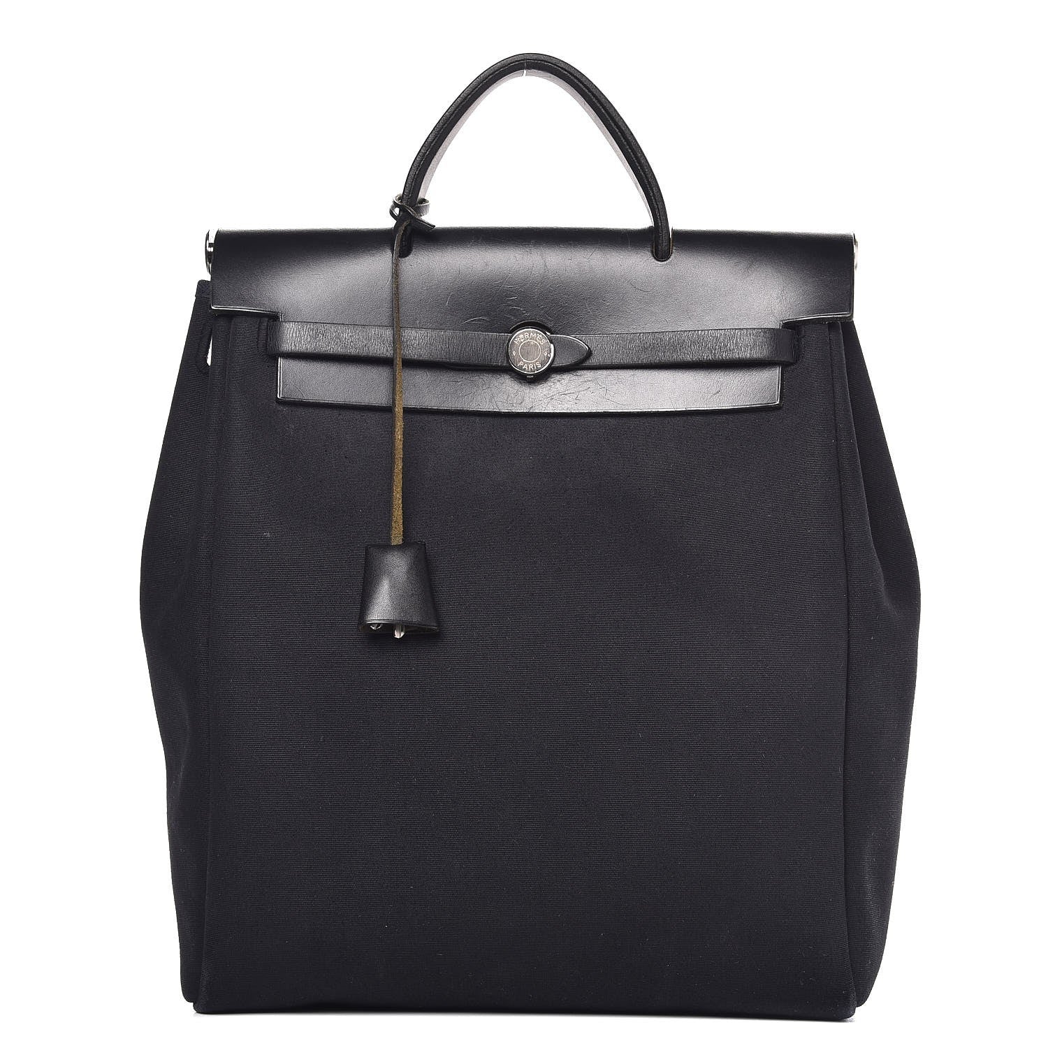 Hermes Toile Vache Calfskin Herbag 30 PM Backpack Black 1 of 10