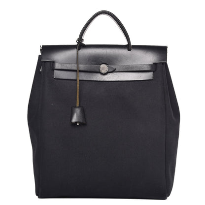 Hermes Toile Vache Calfskin Herbag 30 PM Backpack Black 1 of 10