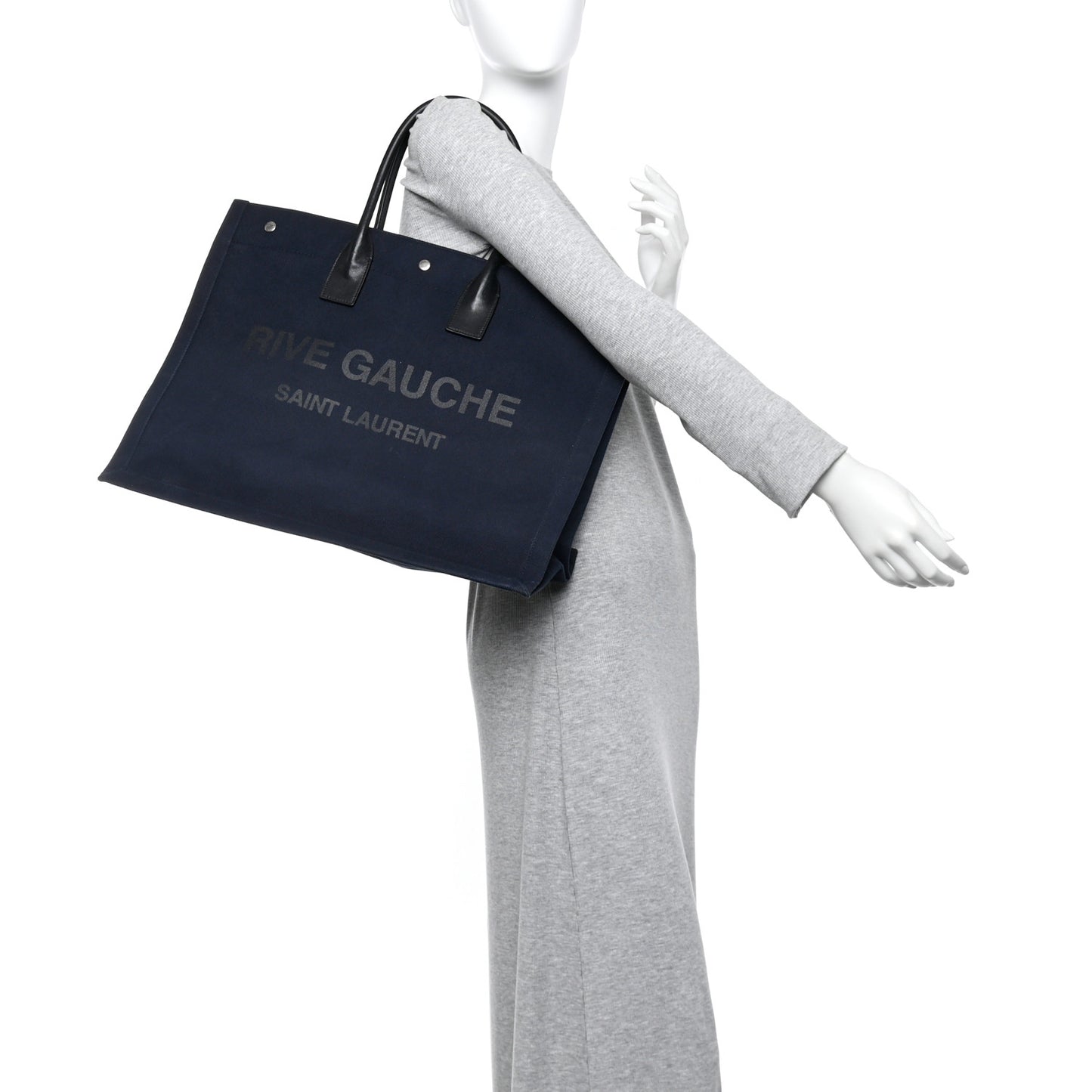 Linen Calfskin Rive Gauche Tote Navy