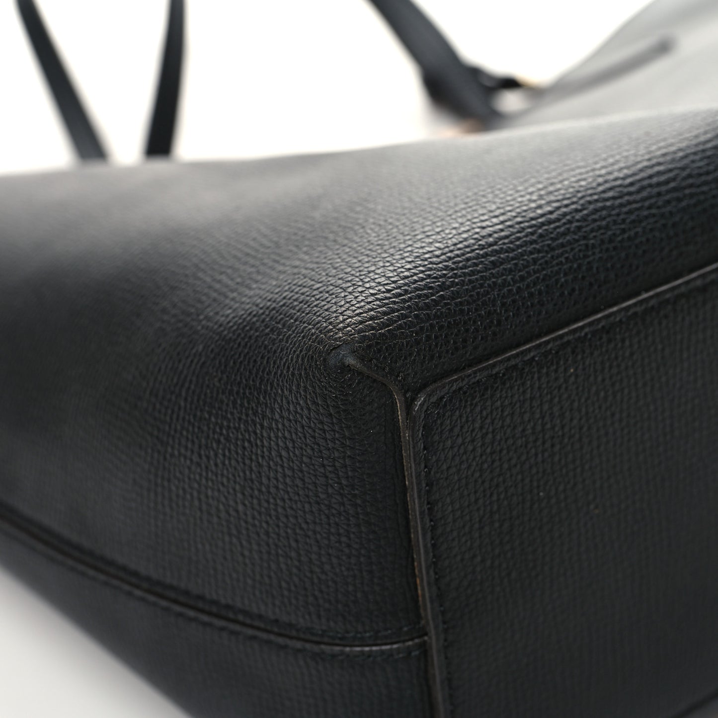 Grainy Calfskin Haymarket Check Medium Reversible Tote Black
