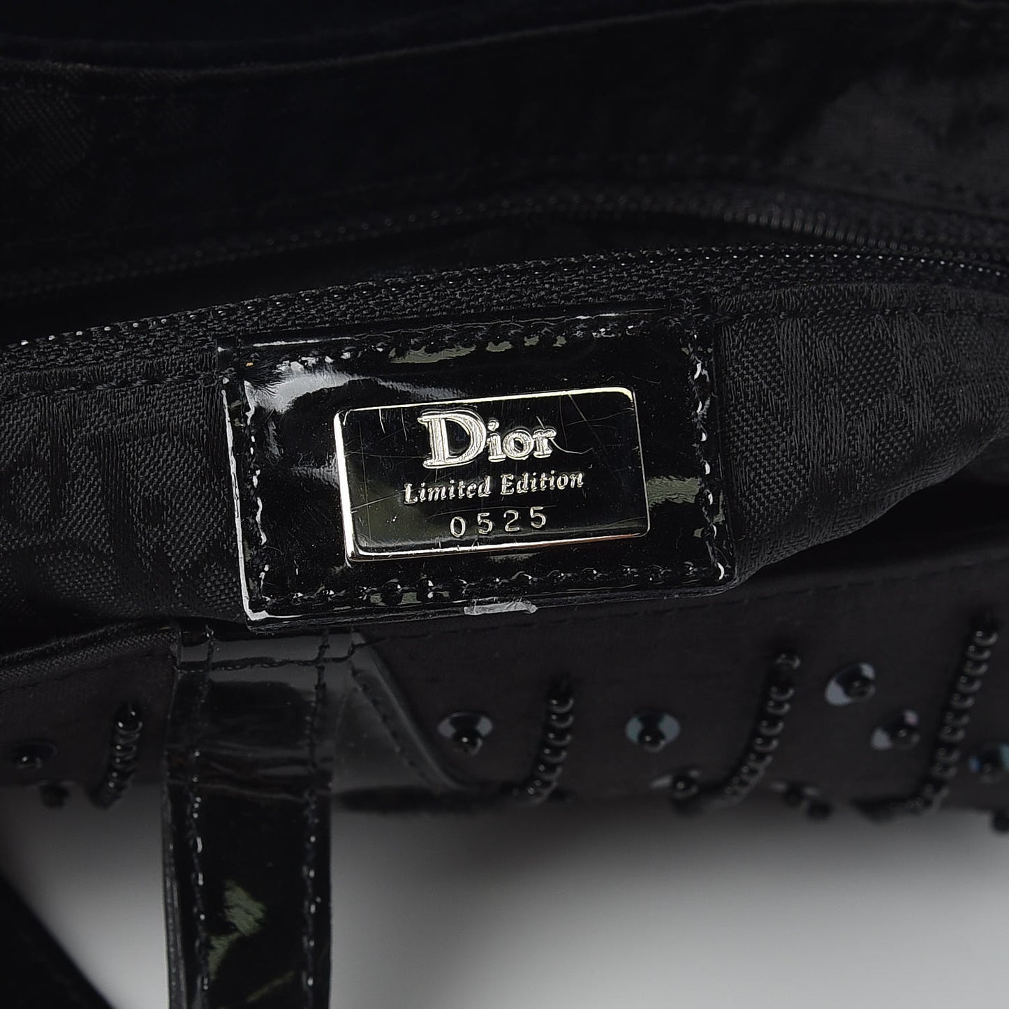 Velvet Nylon Pom Pom Saddle Bag Black