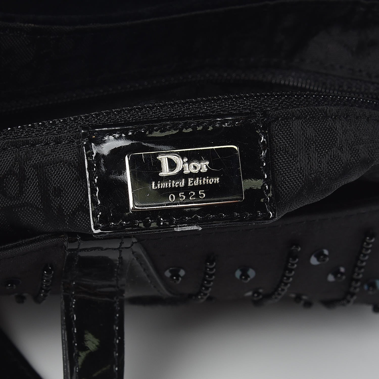 Christian Dior Velvet Nylon Pom Pom Saddle Bag Black 7 of 15