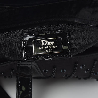 Christian Dior Velvet Nylon Pom Pom Saddle Bag Black 7 of 15