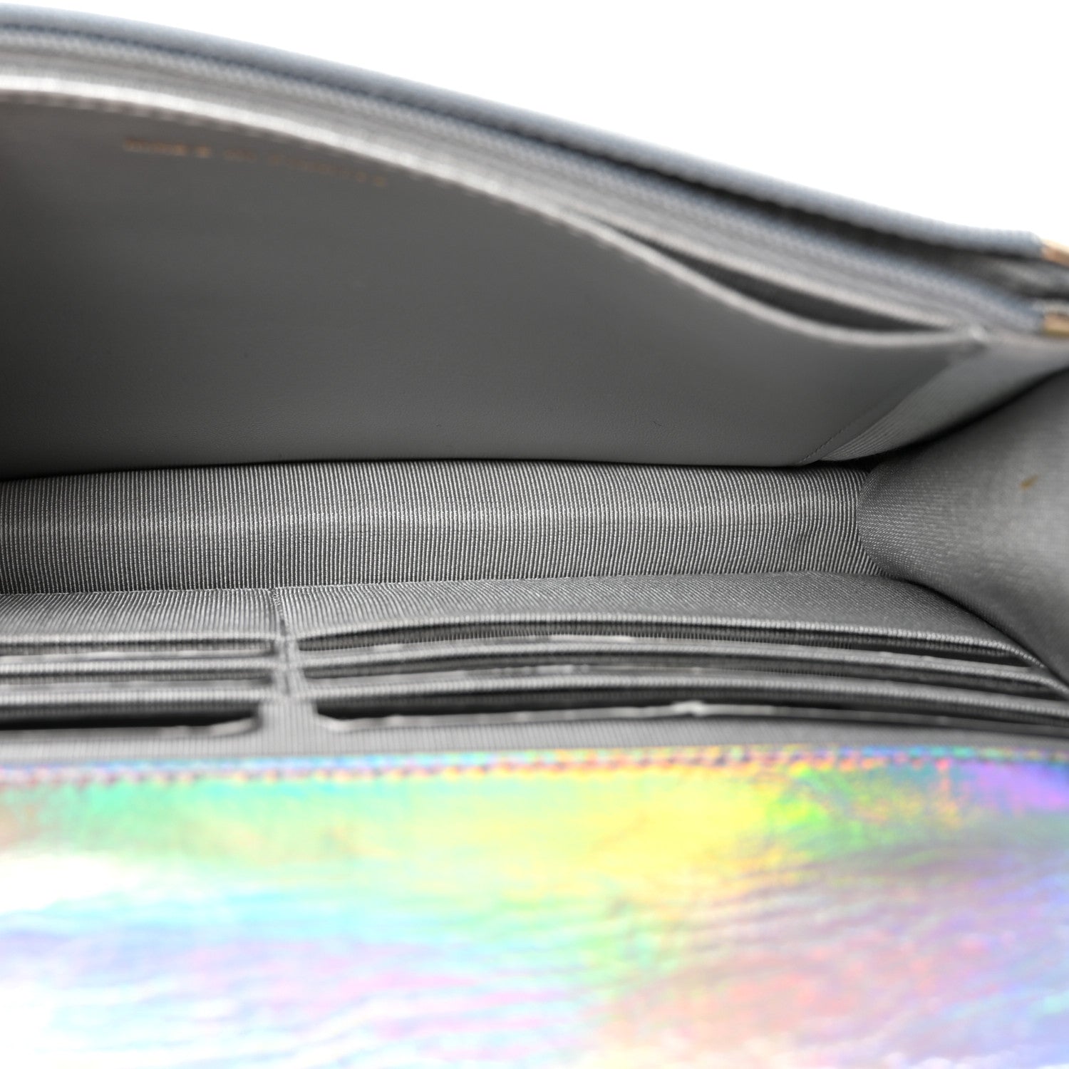 Chanel Iridescent Goatskin Quilted Wallet On Chain WOC Silver 5 of 12
