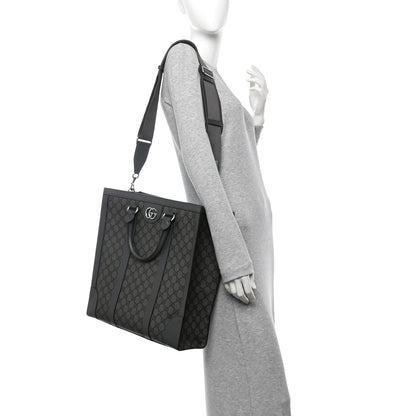 Gucci GG Supreme Monogram Textured Dollar Calfskin Medium Ophidia Tote Grey Black Graphite Grey 2 of 10