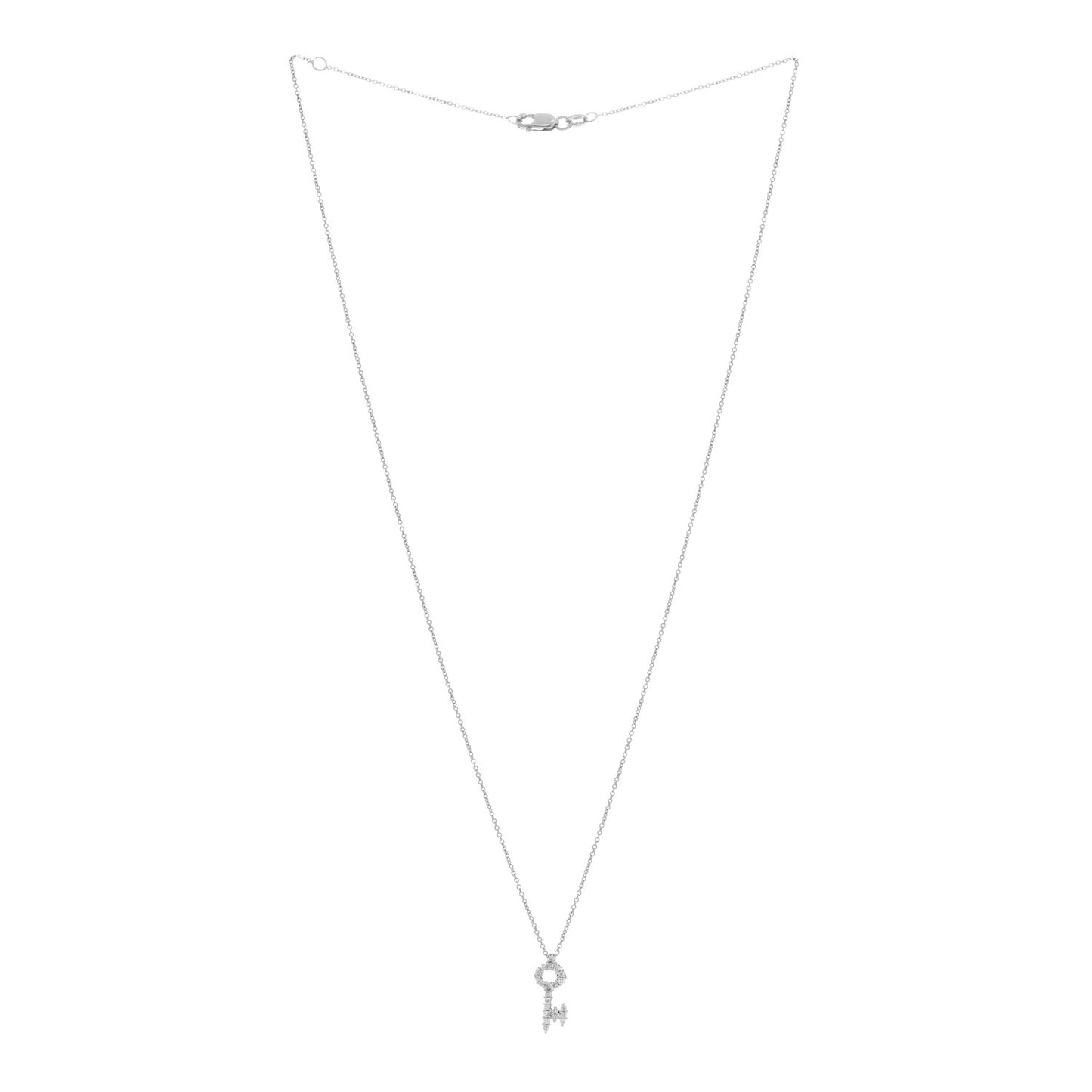 18K White Gold Diamond Tiny Treasures Baby Key Pendant Necklace