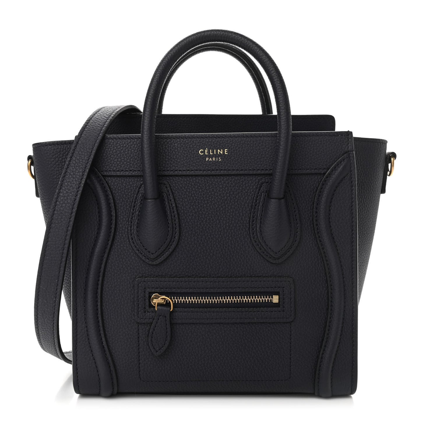 Baby Drummed Calfskin Nano Luggage Navy Blue