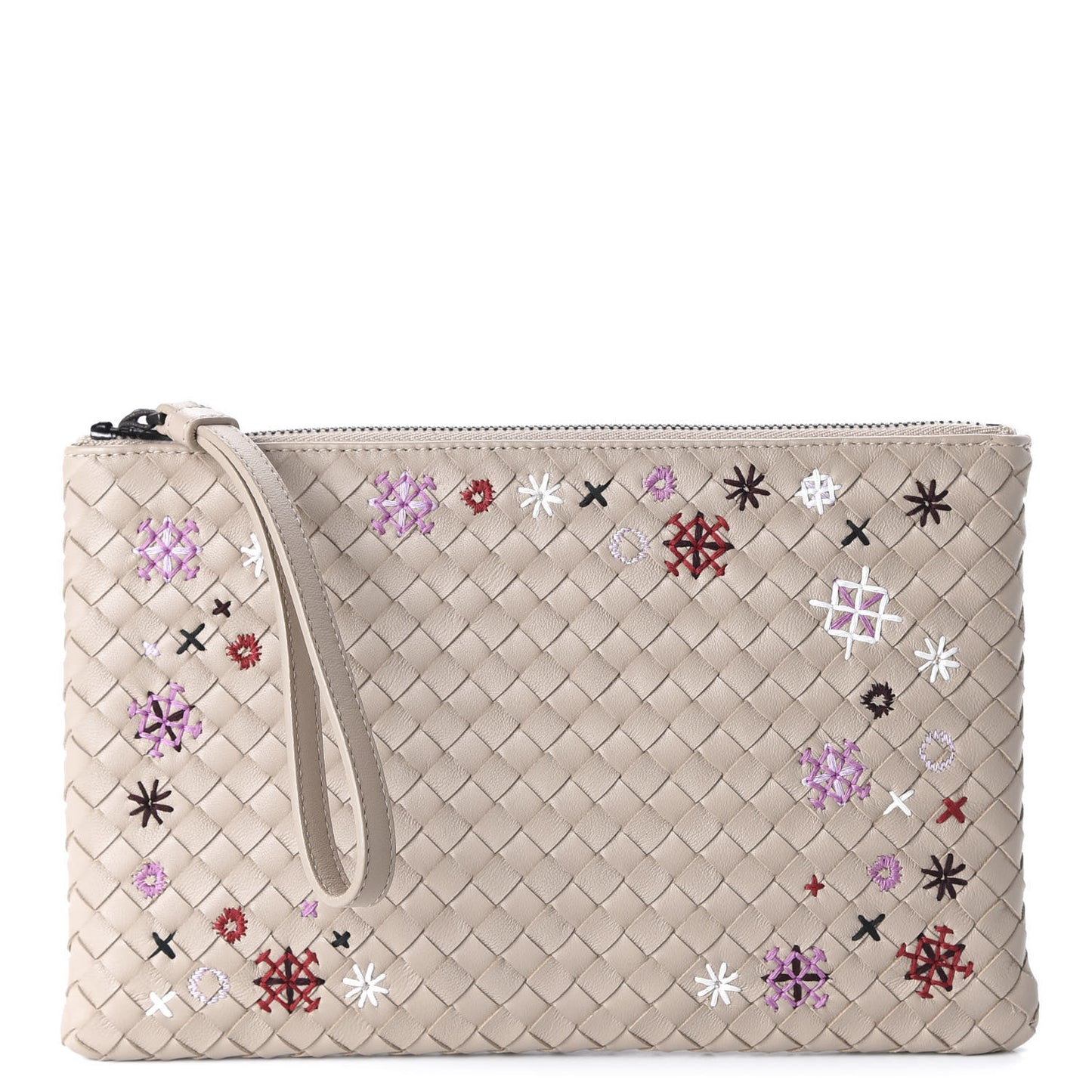 Nappa Intrecciato Meadow Flower Pouch Beige Multicolor