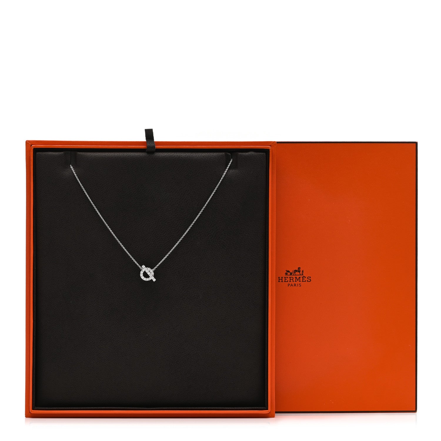 Hermes 18K White Gold Diamond Finesse Pendant Necklace 4 of 4