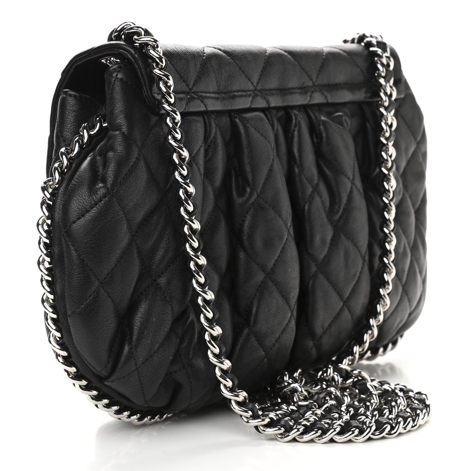 Chanel Washed Lambskin Quilted Medium Chain Around Messenger Black 3 of 11