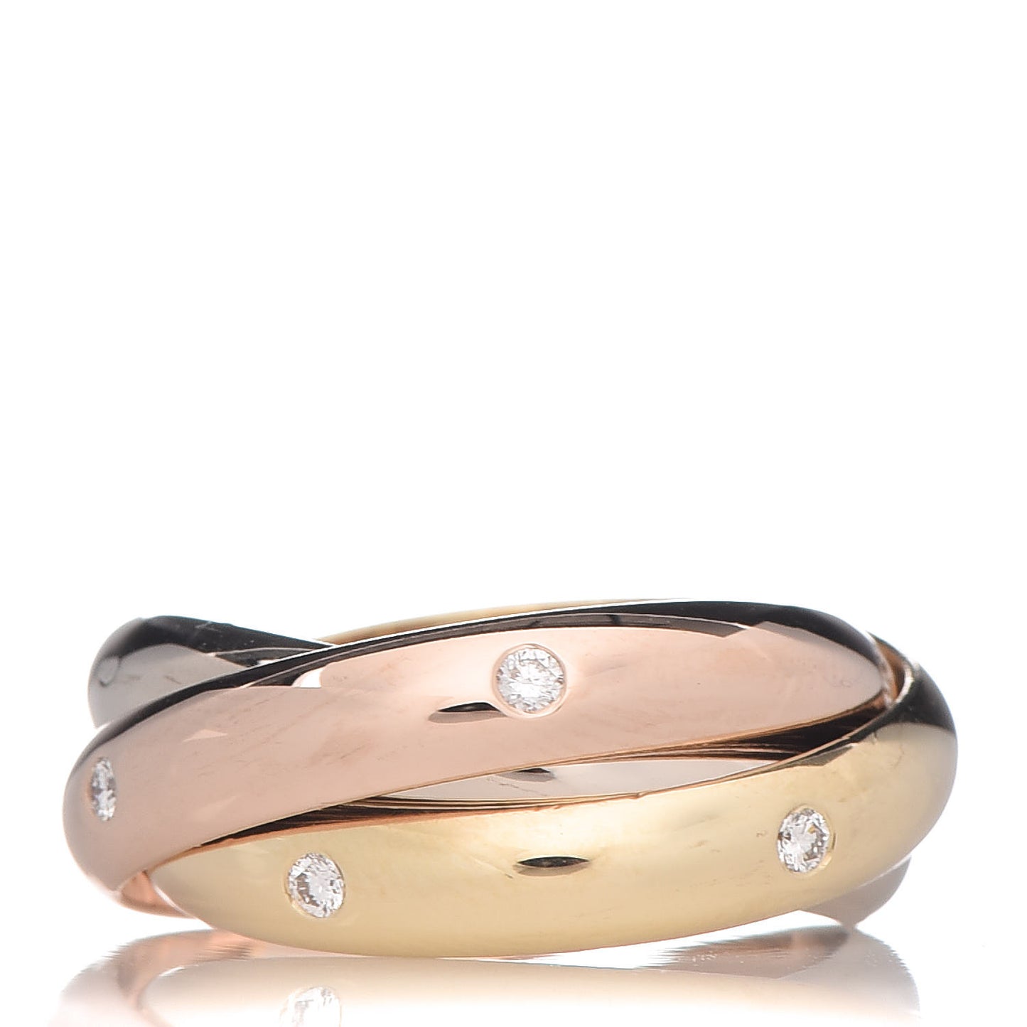18K Pink Yellow White Gold Diamond Medium Trinity Ring 51 5.75