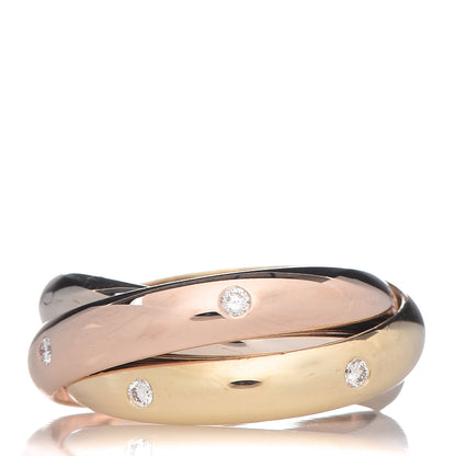 Cartier 18K Pink Yellow White Gold Diamond Medium Trinity Ring 51 5.75 1 of 4