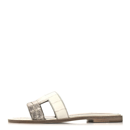 Hermes Matte Niloticus Crocodile Himalaya Oran Sandals 36 Blanc 1 of 9