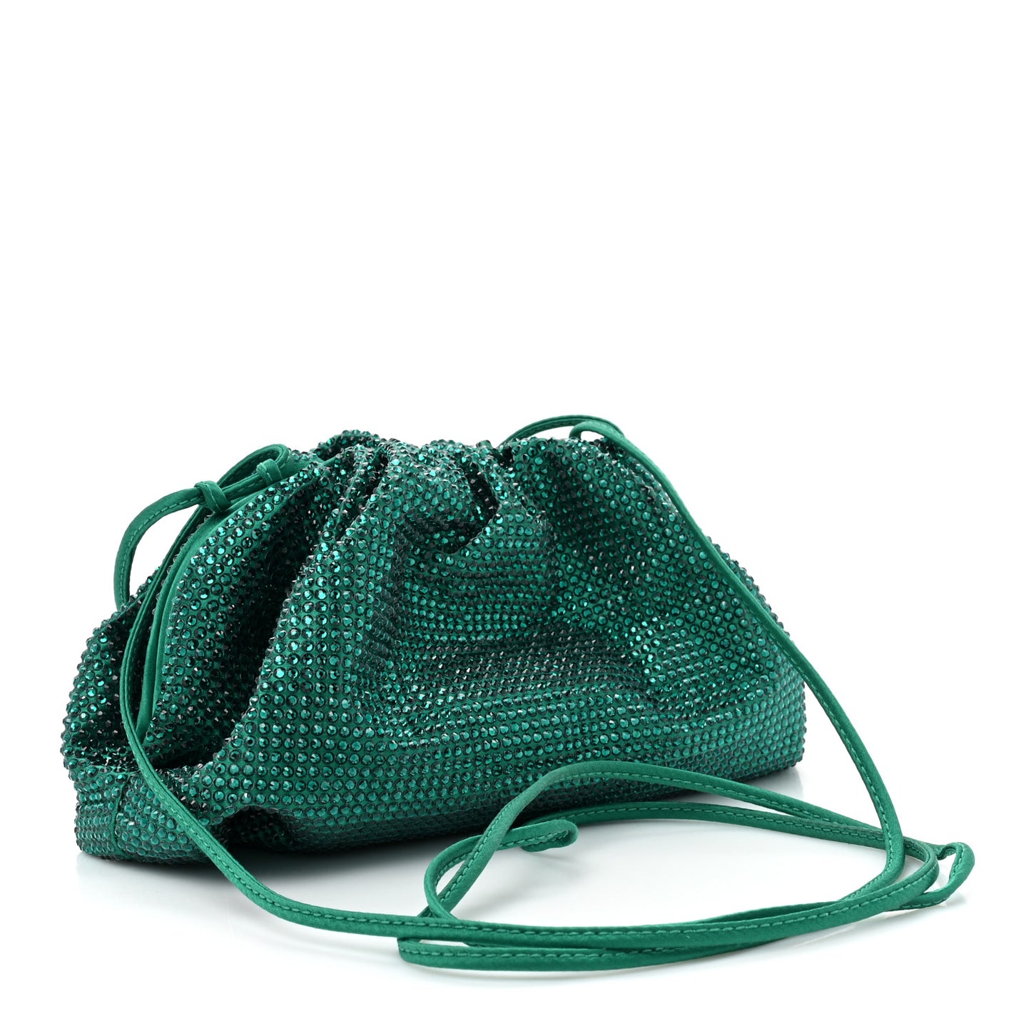 Satin Crystal Embellished The Mini Pouch Emerald