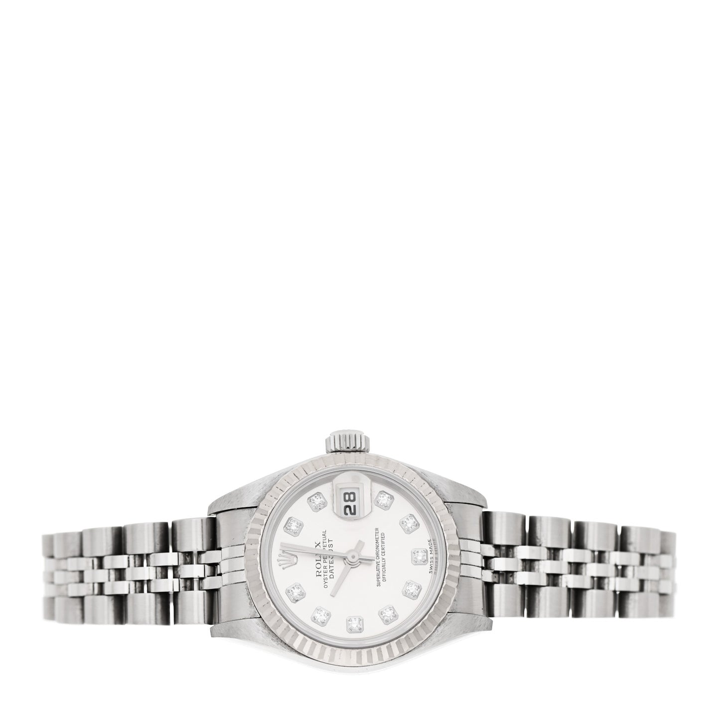Stainless Steel 18K White Gold Diamond 26mm Oyster Perpetual Datejust Watch White 79174