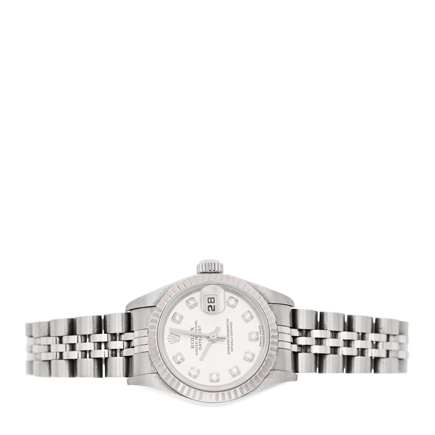 Rolex Stainless Steel 18K White Gold Diamond 26mm Oyster Perpetual Datejust Watch White 79174 2 of 4