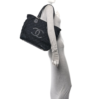 Chanel Nylon Calfskin Quilted CC Paris New York Tote Bag Black 2 of 12