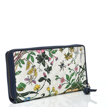 Gucci Canvas Flora Floral Trapuntata Zumi Zip Around Wallet Great White Multicolor Blue Agata 2 of 7