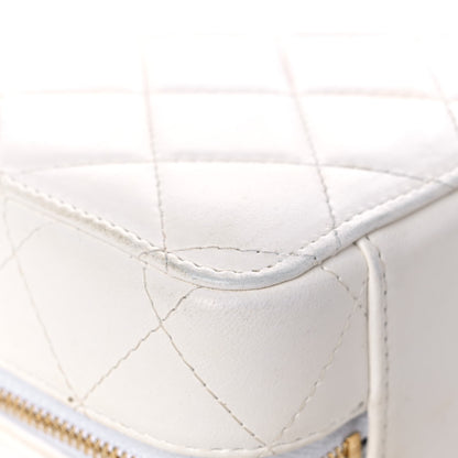 Chanel Lambskin Quilted Golden Plate Clutch With Chain White 10 of 20