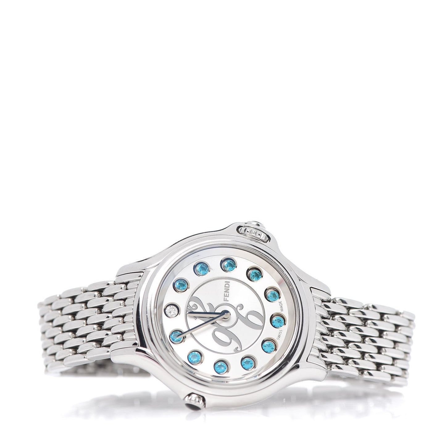 Stainless Steel Diamond Topaz 33mm Crazy Carats Quartz Watch
