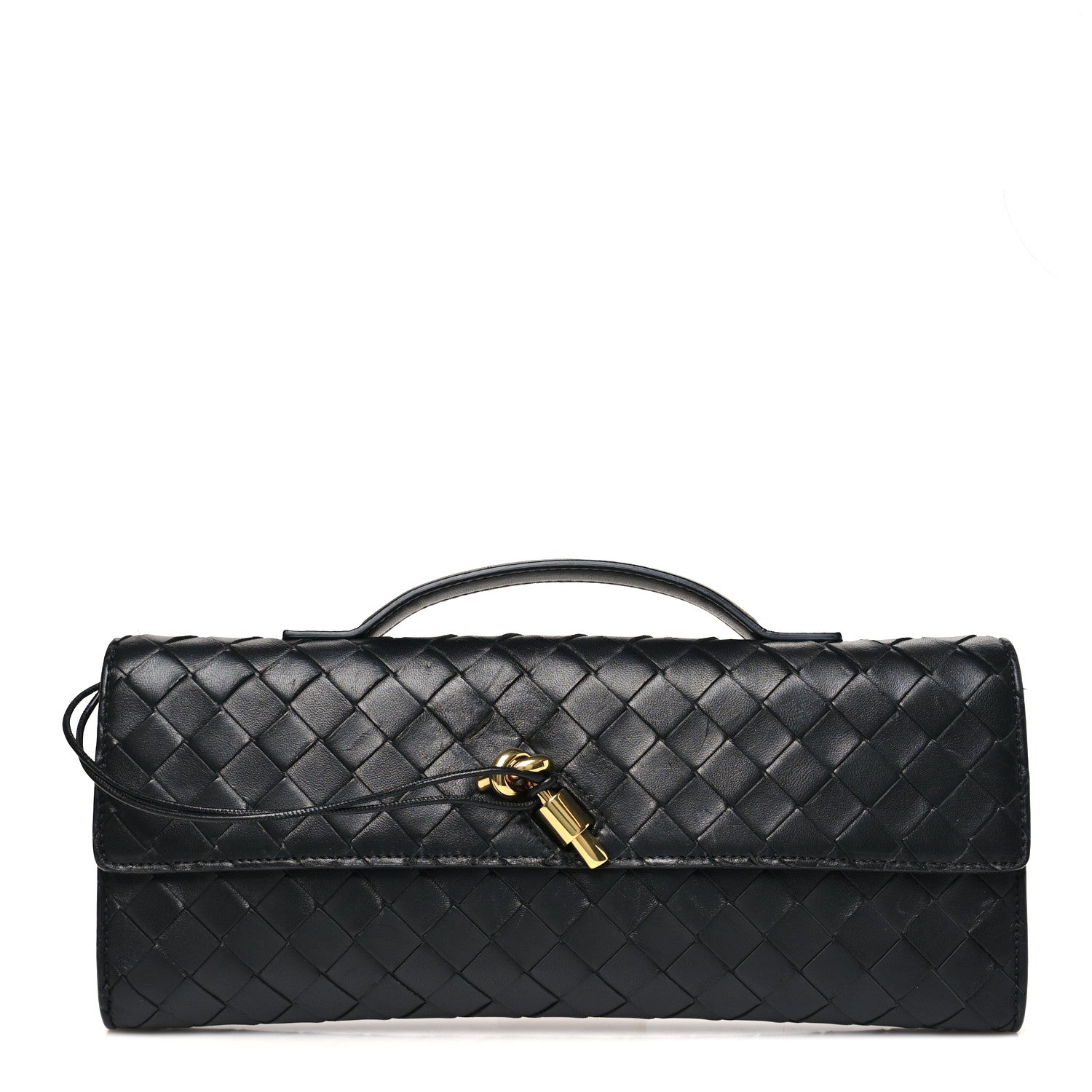 Bottega Veneta Nappa Intrecciato Long Andiamo Top Handle Clutch Black 1 of 9