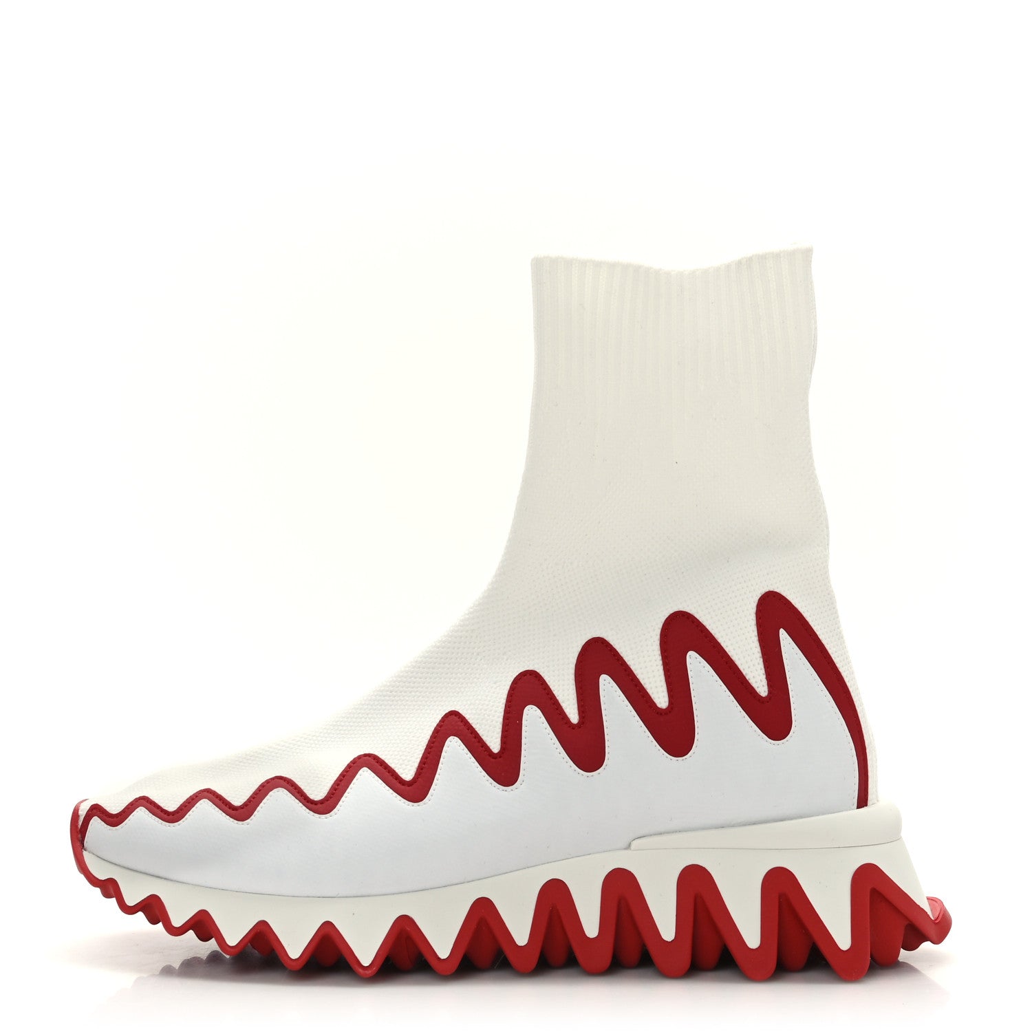 Christian Louboutin Knit Mesh Sharky Sock Sneakers 35.5 White 1 of 7