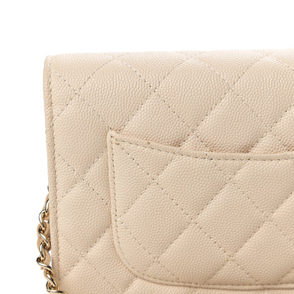 Chanel Caviar Quilted Wallet On Chain WOC Light Beige 10 of 13